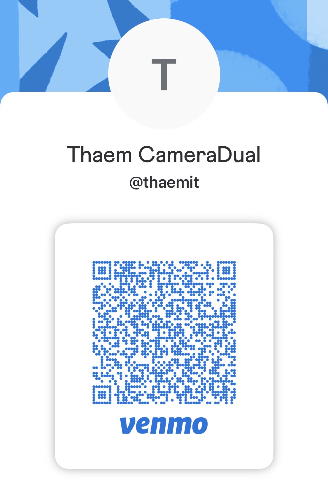 Venmo payment QR code for CameraDual